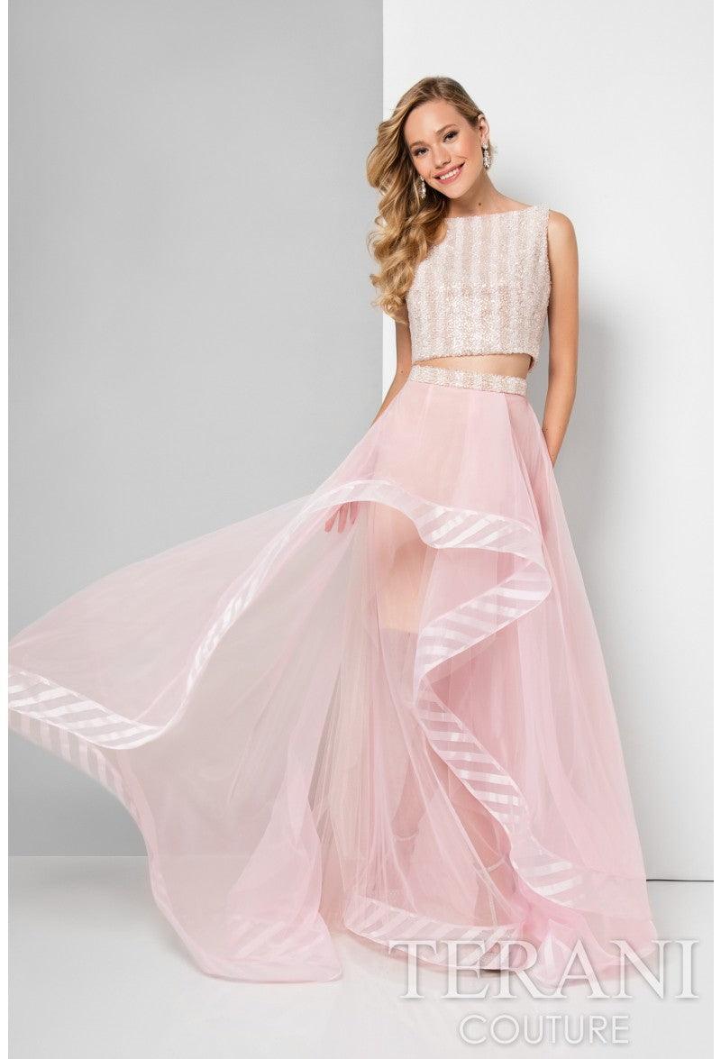 Glamorous Prom Bateau Two-Piece Ruffled Evening Organza Gown 1711P2697 by Terani Couture Glamorous Prom Bateau Two-Piece Ruffled Evening Organza Gown 1711P2697 by Terani Couture
