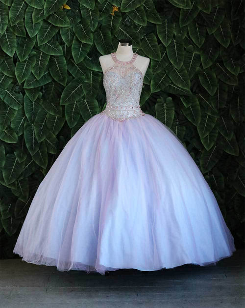 Two-Tone Beaded Halter Quinceañera Dress by Calla KY79398