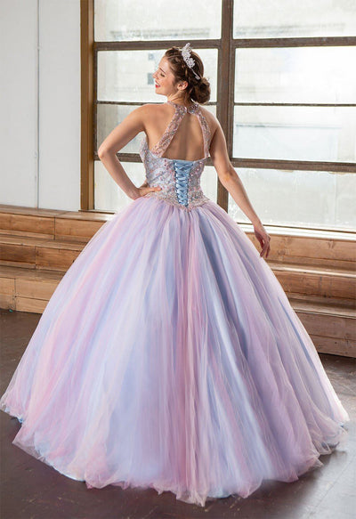 Two-Tone Beaded Halter Quinceañera Dress by Calla KY79398