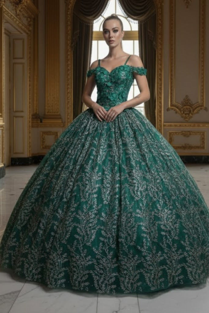 Green And Gold Quinceanera Dresses