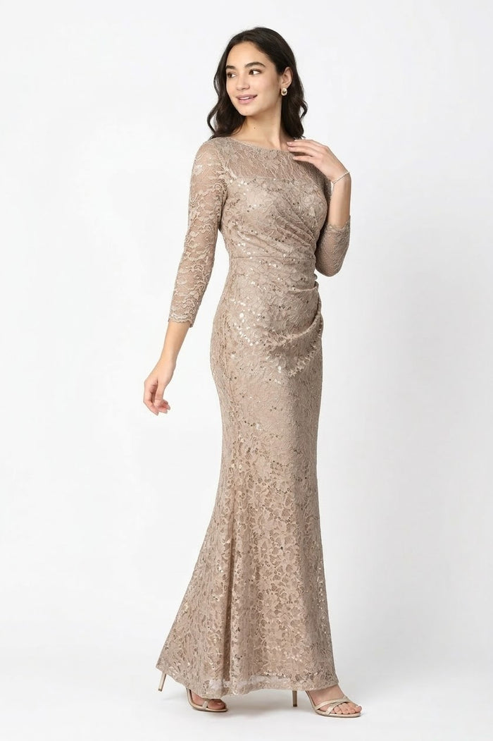Clearance Champagne Size 4XL Mother of the Bride Long Fully Lined Evening Dress By Eva USA 3397