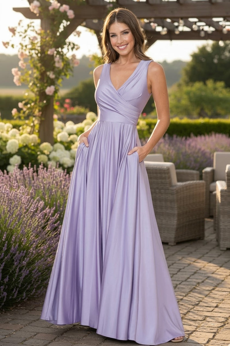 Plum Bridesmaid Dresses-Inexpensive Lenovia 5242 A-line Shiny Long