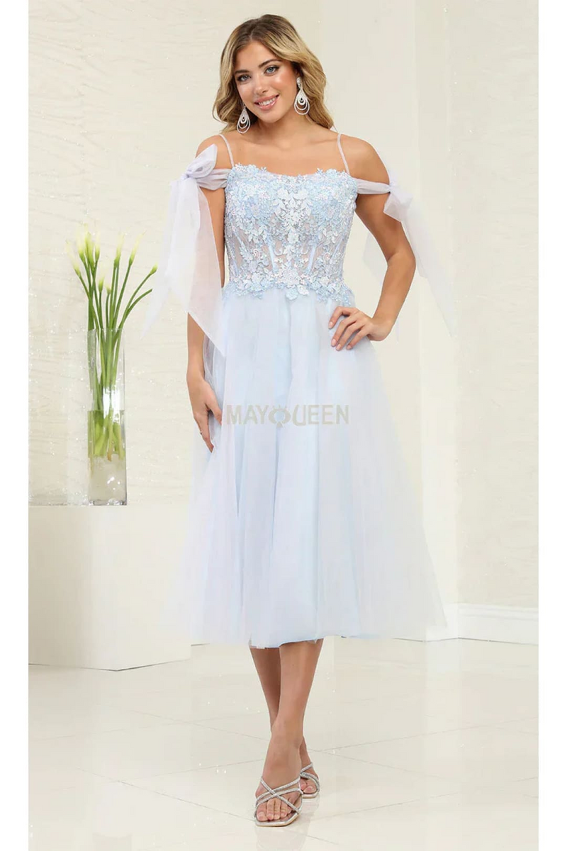 Western Dress For Women in Baby Blue By May Queen MQ2089
