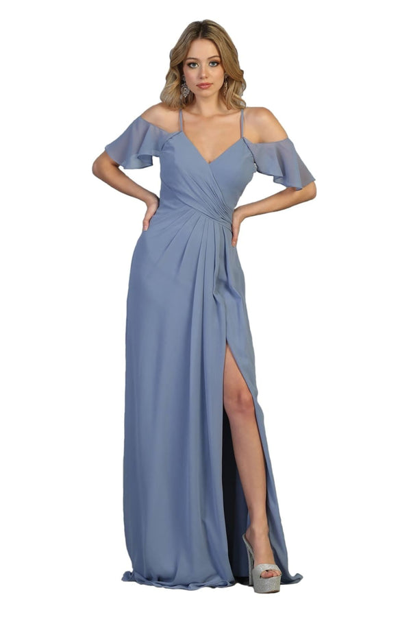 Western Dress For Women in DUSTY BLUE By May Queen MQ1732 - Dusty Blue / 4