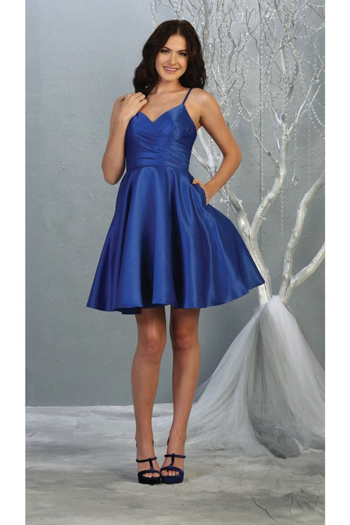 Spaghetti Strap Cocktail Dress - Navy / 2