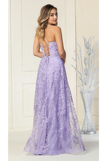 Embellished Floral Prom Dress