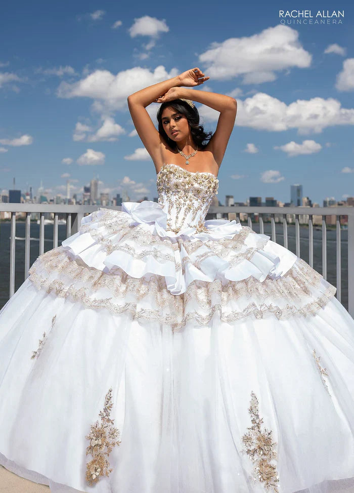 White And Gold Quinceanera Dresses