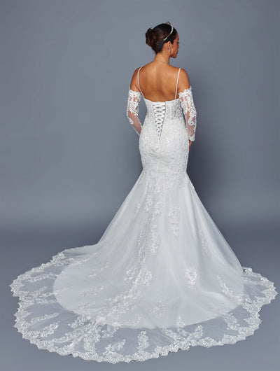 Spaghetti Strap V-Neck Mermaid Wedding Dress with Beaded Lace Sequin Appliqué by Deklaire Bridal 502