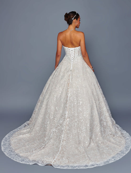 Strapless Lace Ball Gown Wedding Dress with Corset Back & Floral Lace Skirt by Deklaire Bridal 503