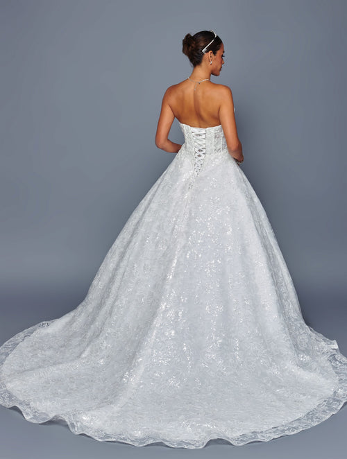 Strapless Lace Ball Gown Wedding Dress with Corset Back & Floral Lace Skirt by Deklaire Bridal 503