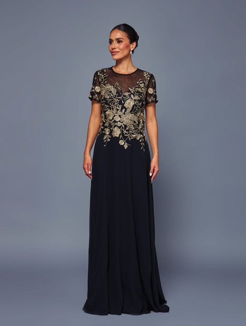 Mother of the Bride A-Line Gown with Illusion Bodice & Evening Dress by Deklaire Bridal K318