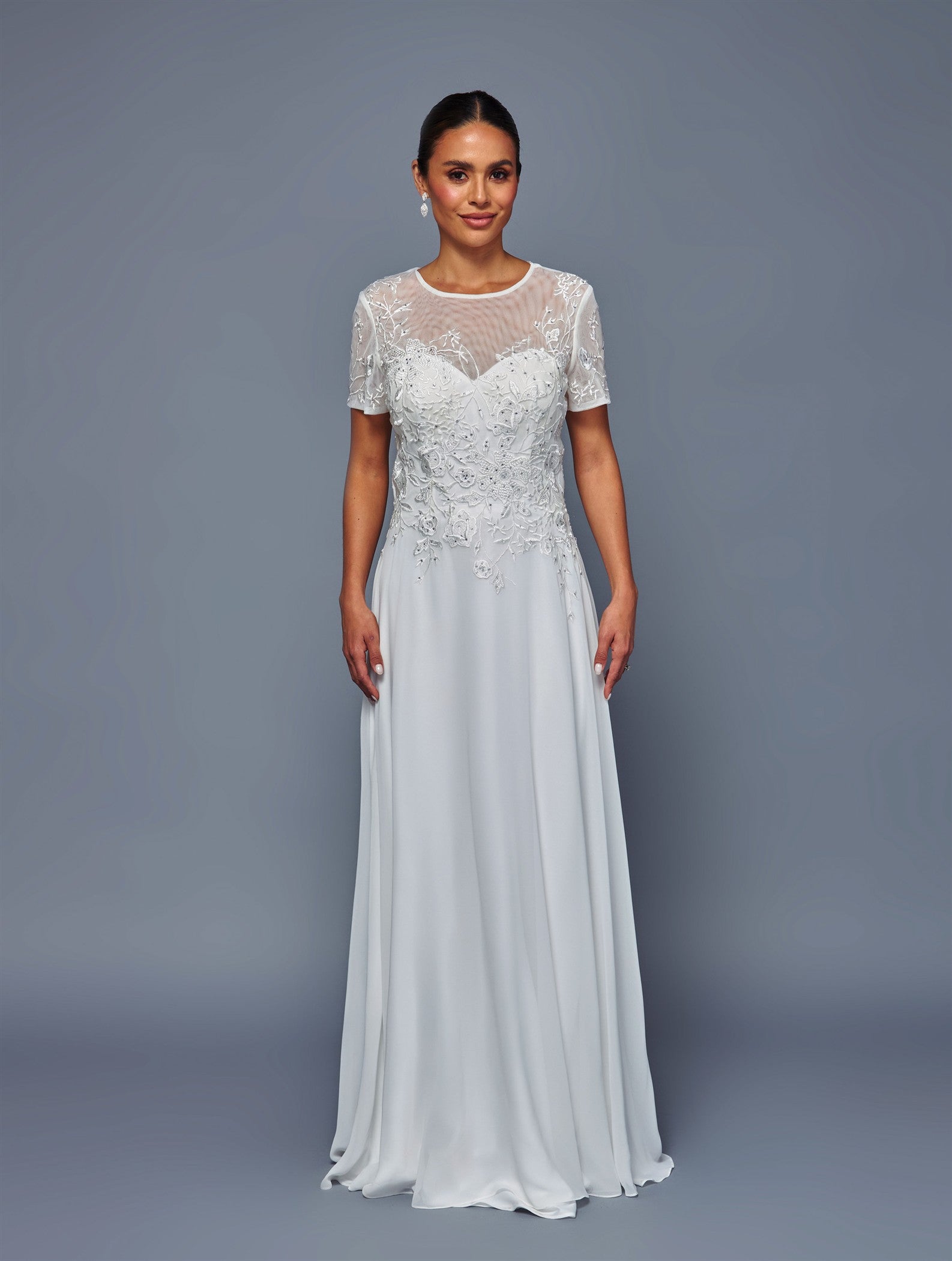Mother of the Bride A-Line Gown with Illusion Bodice & Evening Dress by Deklaire Bridal K318