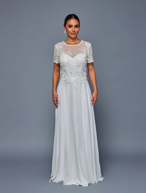 Mother of the Bride A-Line Gown with Illusion Bodice & Evening Dress by Deklaire Bridal K318