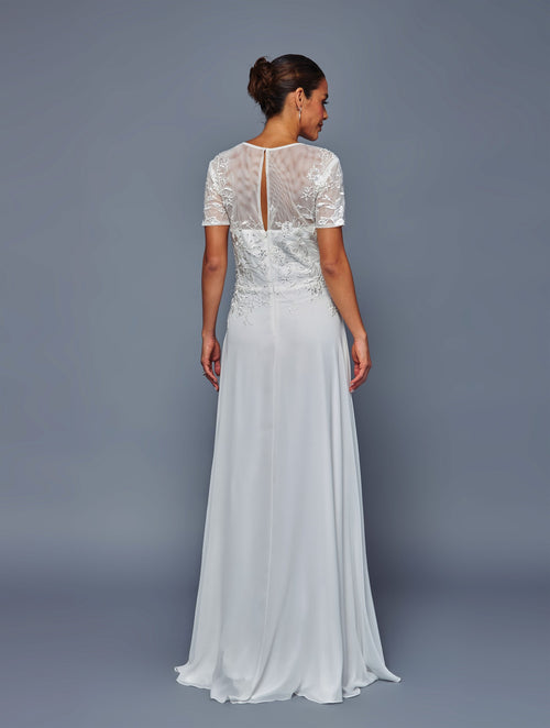 Mother of the Bride A-Line Gown with Illusion Bodice & Evening Dress by Deklaire Bridal K318