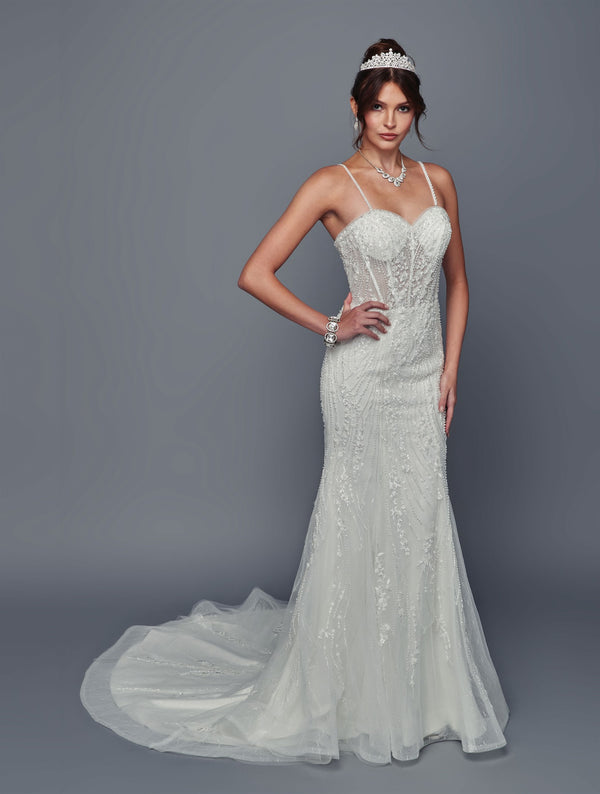 Deklaire Bridal IVORY Lace, Tulle, and Beaded Embellishments Mermaid Wedding Dress