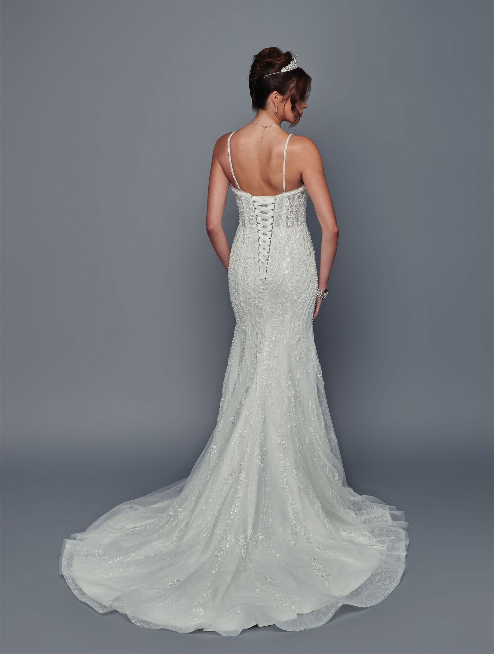 Lace Mermaid Wedding Dress with Corset Back Beaded Bridal Gown by Deklaire Bridal 511