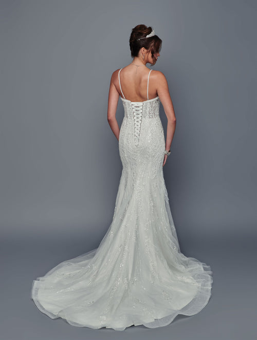 Lace Mermaid Wedding Dress with Corset Back Beaded Bridal Gown by Deklaire Bridal 511