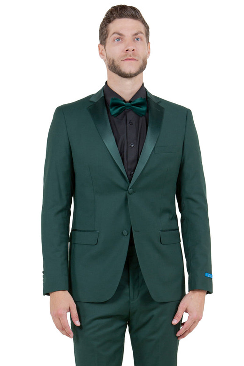 Men's Hunter Green Slim Fit Tuxedo with Two Buttons