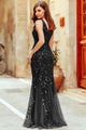 V-Neck Sleeveless Embroidered Tulle A‑Line Evening Gown By Amelia Couture 7886