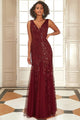 V-Neck Sleeveless Embroidered Tulle A‑Line Evening Gown By Amelia Couture 7886