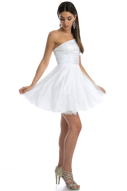 Juliet 733W One-Shoulder Sequin A-Line Mini Dress