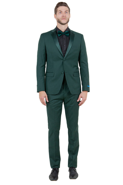 Men's Hunter Green Slim Fit Tuxedo with Two Buttons