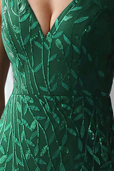 V-Neck Sleeveless Embroidered Tulle A‑Line Evening Gown By Amelia Couture 7886