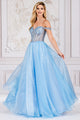 Off‑Shoulder Sparkling Corset Bodice A‑Line Gown By Amelia Couture 7040