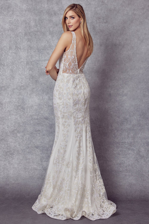 Juliet 277W Glitter Accented Mermaid Silhouette Dress with Sweetheart Neckline