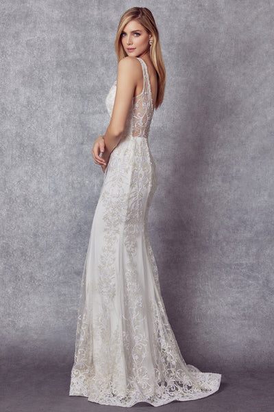 Juliet 277W Glitter Accented Mermaid Silhouette Dress with Sweetheart Neckline