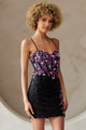 Sequin Floral Embroidered Corset Mini Dress with Lace-Up Back By Amelia Couture 7054S