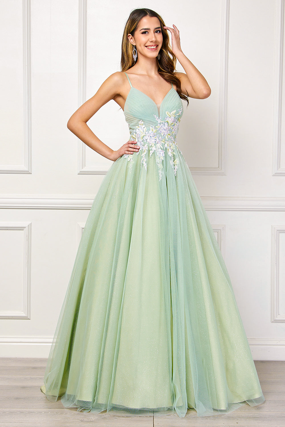 Amelia Couture Sage Long Formal Dresses