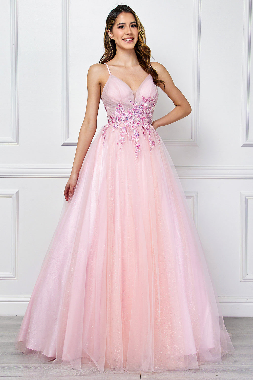 Amelia Couture Pink Long Formal Dresses