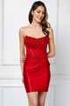 Vestido de cóctel sin tirantes con apliques de encaje Amelia Couture BZ9025S