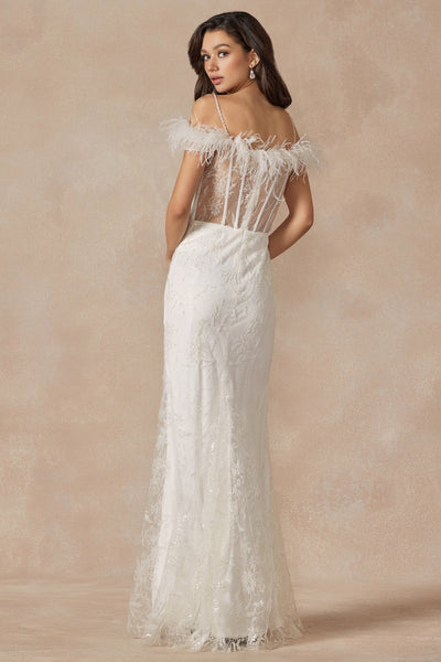Juliet 2402W Off-Shoulder Glitter Sequin Sheath Dress with Sweetheart Neckline