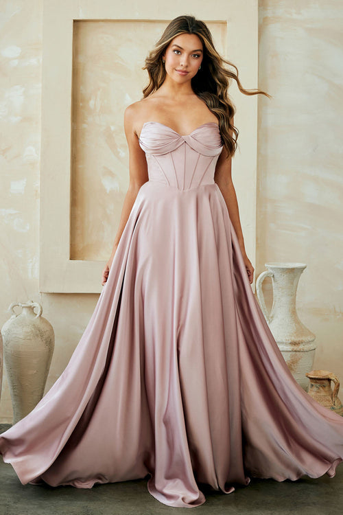 Amelia Couture Dusty Rose Long Formal Dresses