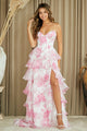Strapless Ruffle A-line Tiered Gown with Corset Bodice and Lace-Up Back By Amelia Couture 2060