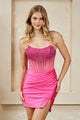 Vestido de cóctel corto de satén con corsé sin tirantes Amelia Couture 3021S