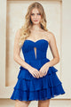 Strapless Tiered Ruffle Short Party Dress with Lace-Up Back By Amelia Couture 2063S