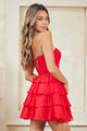 Strapless Tiered Ruffle Short Party Dress with Lace-Up Back By Amelia Couture 2063S