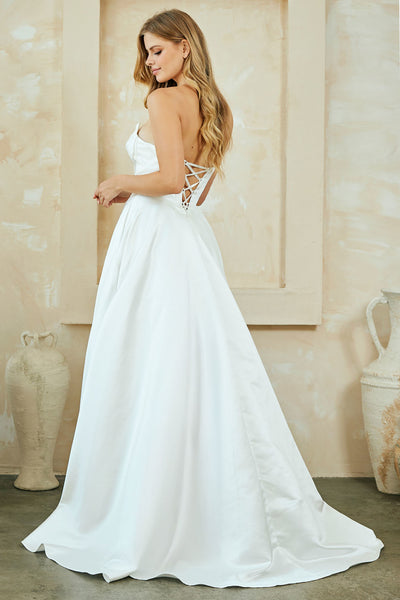 Strapless Corset Wedding Dress with Pockets Satin A-Line Bridal Gown by Amelia Couture 5080