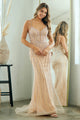 Embellished Illusion V-Neck Mermaid Gown with Beaded Tulle Overlay By Amelia Couture 2132