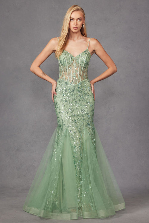 Embellished Sleeveless Mermaid Dress by Juliet JT2441S - Long Formal Dresses