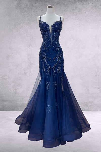 Prom Dress V-Neck Beaded Mermaid Formal Gown By Amelia Couture 2120
