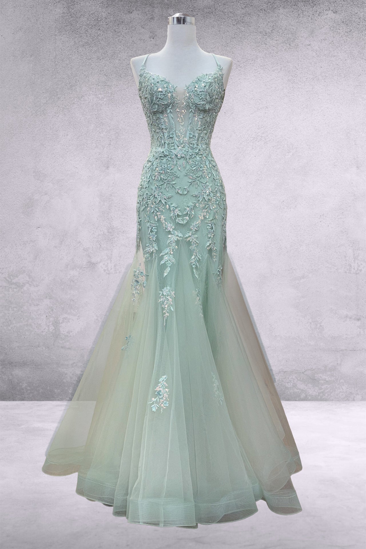 Vestido de fiesta con escote en V y cuentas, corte sirena, de Amelia Couture 2120