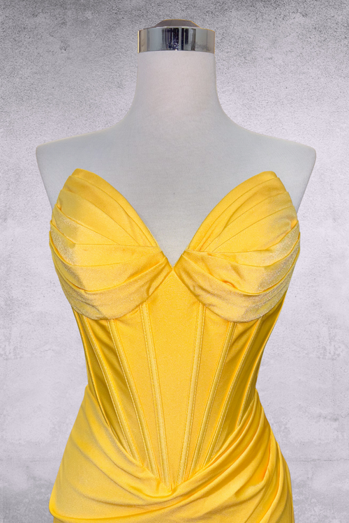 Strapless Sweetheart Lace-Up Back Satin Corset Mini Dress By Amelia Couture 7080S