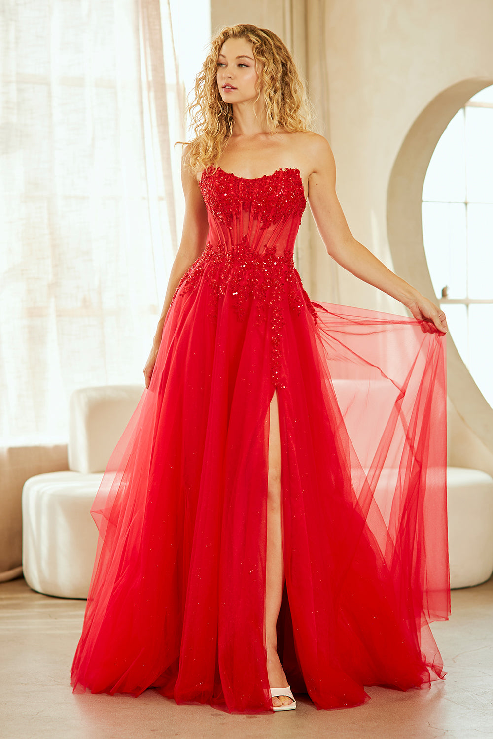 red strapless corset prom dress by Amelia Couture 9078 Father:4XL DW36529NAV Yes Boning CIDER Womens Satin Dress