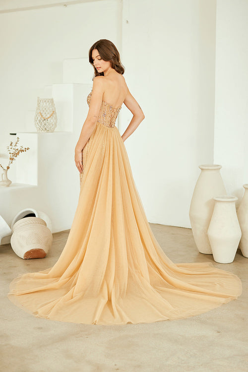 Amelia Couture Champagne Long Formal Dresses