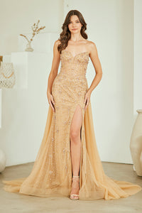 Amelia Couture Champagne Long Formal Dresses