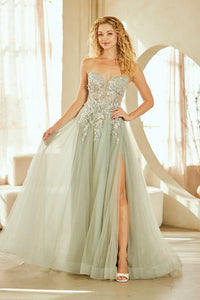 Amelia Couture Sage Long Formal Dresses